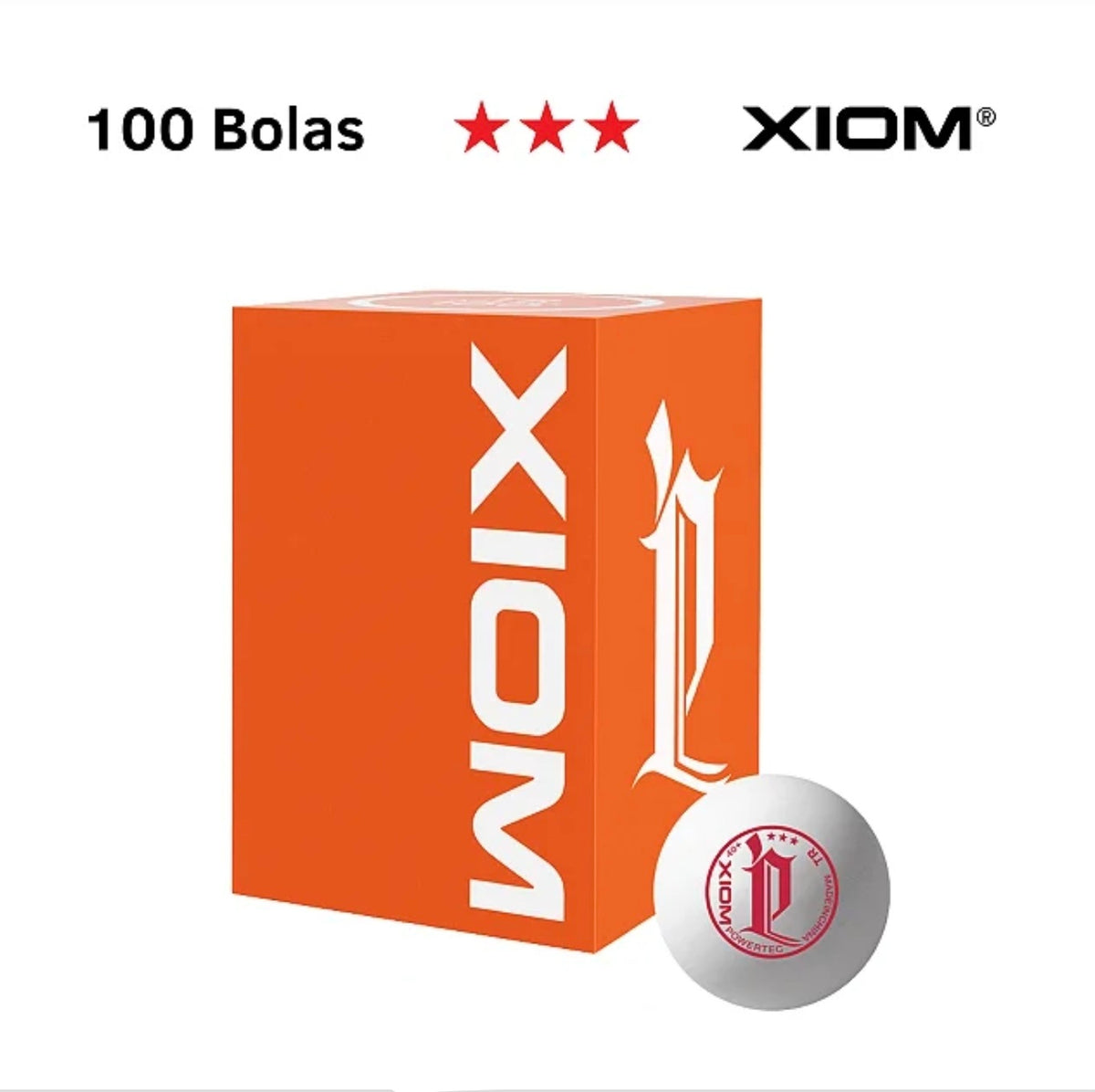Caixa 100 Bolinhas Powertec 3 Estrelas - XIOM