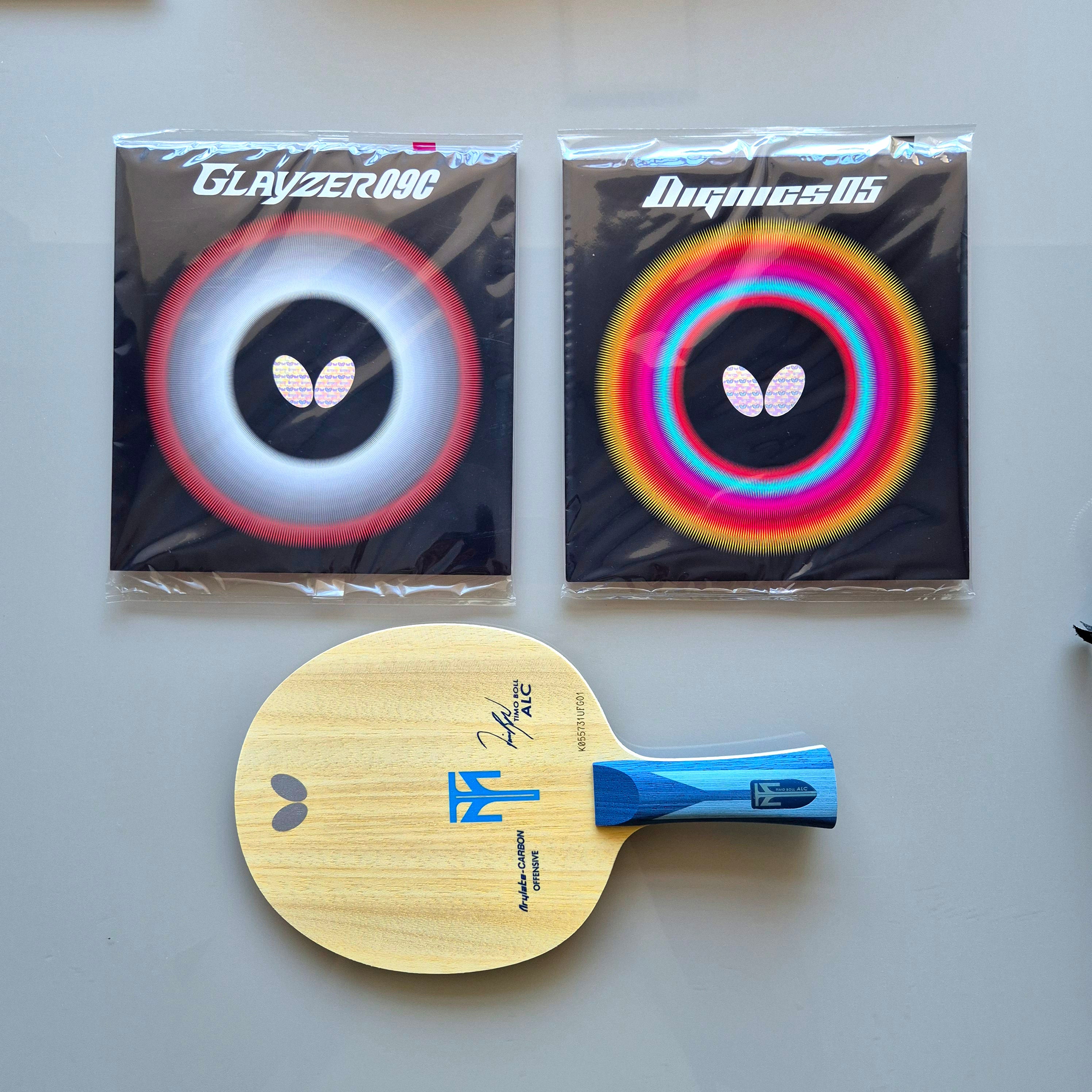 Raquete Kit Elite - Timo Boll ALC + Dignics 05 + Glayzer 09c